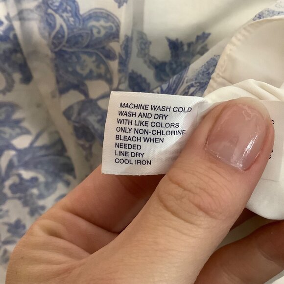 Gap Floral White Blue Midi Summer Dress Women Size 8 Silk Blend Lined Strappy - Picture 4 of 8